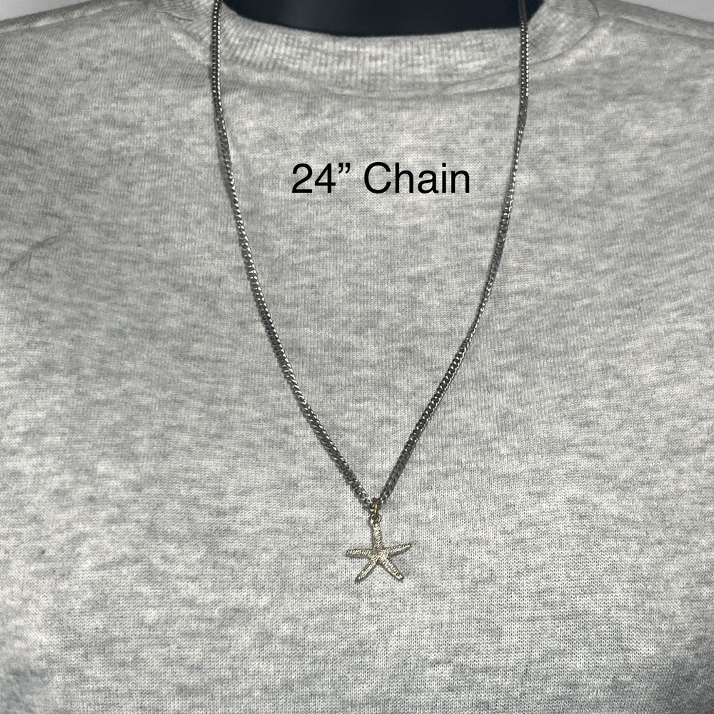 26" Silver Tone Chain W/ Starfish Pendant Costume Jewelry Gift